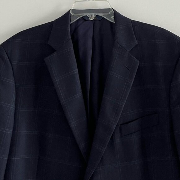 Brooks Brothers 346 Regent Fit Navy Windowpane Wool Blazer Sport Coat Jacket 48L - Picture 2 of 15